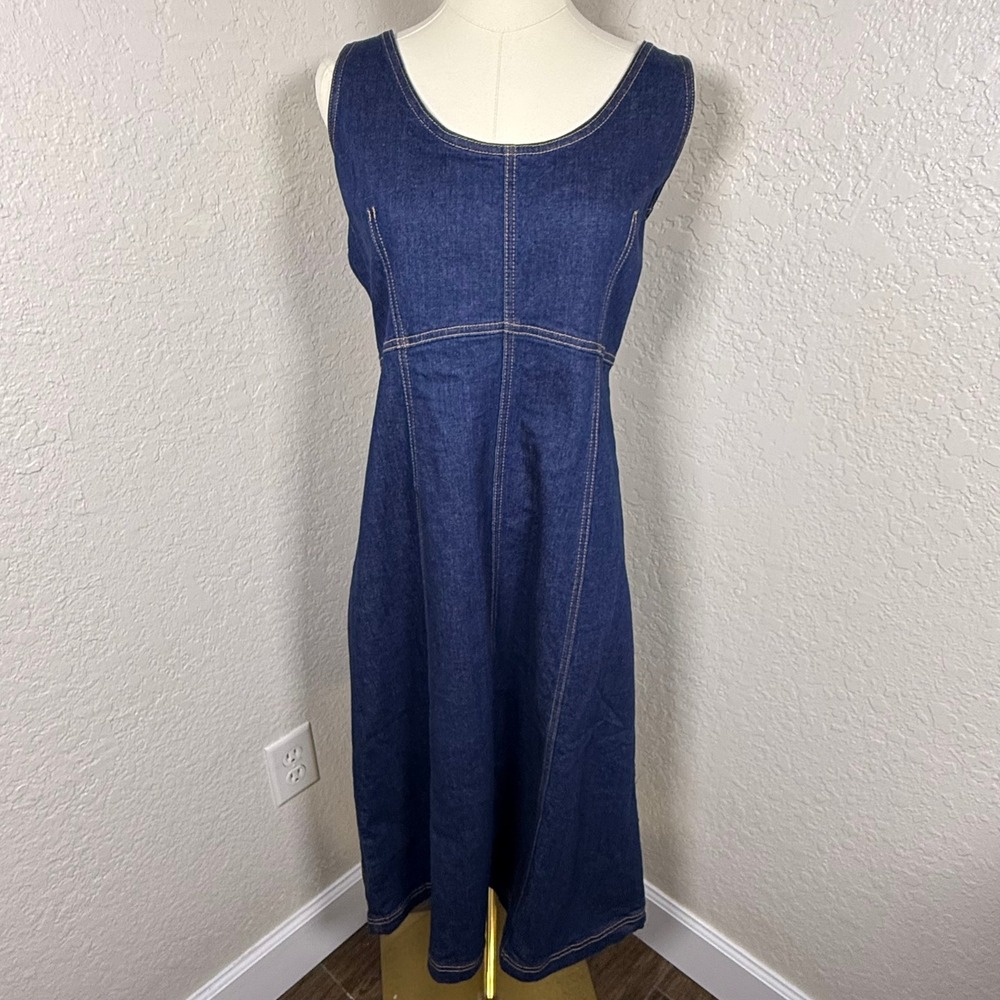 Loft Outlet Womens Blue Denim Sleeveless‎ Midi Sheath Dress Size 8 NWT